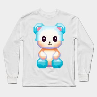 Blue pixelated Teddy Bear Long Sleeve T-Shirt